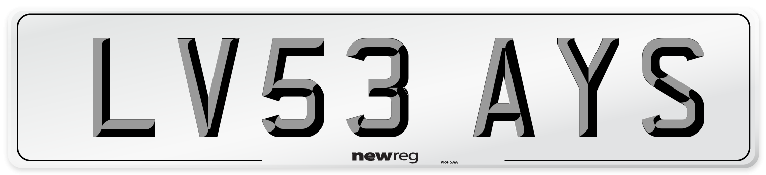 LV53 AYS Number Plate from New Reg